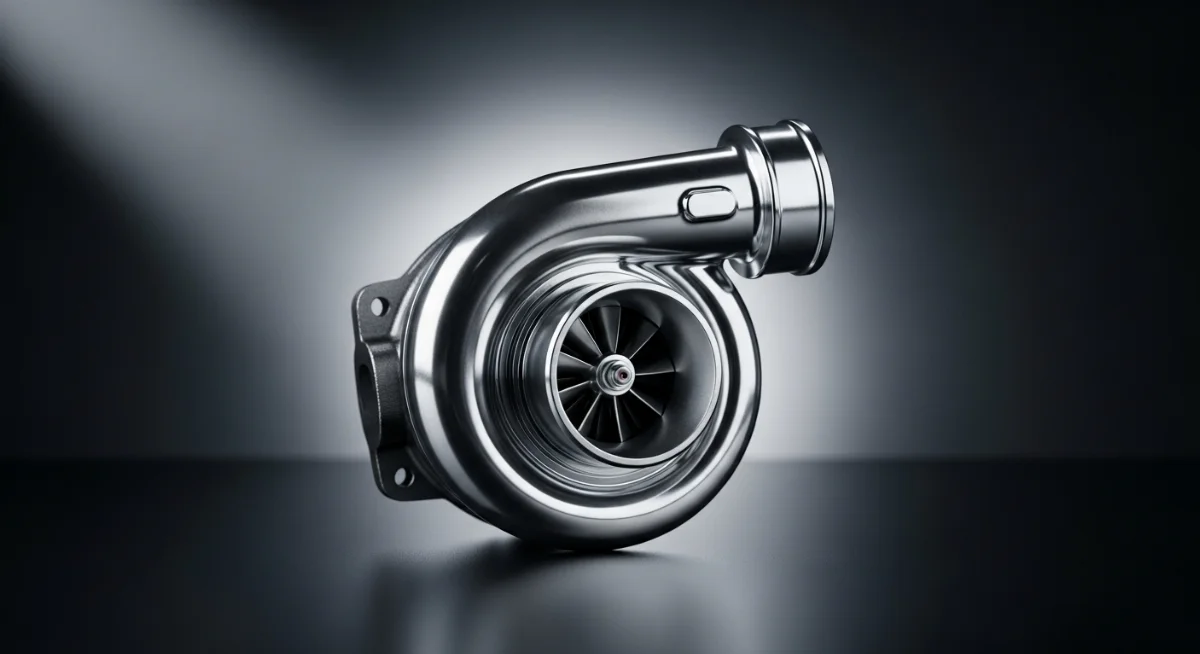 Hình ảnh một kỹ thuật viên đang kiểm tra bộ phận turbo tăng áp trên động cơ xe tải