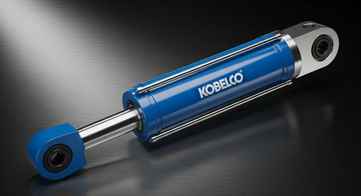 Kỹ thuật viên đang kiểm tra động cơ máy đào Kobelco với các phụ tùng chính hãng