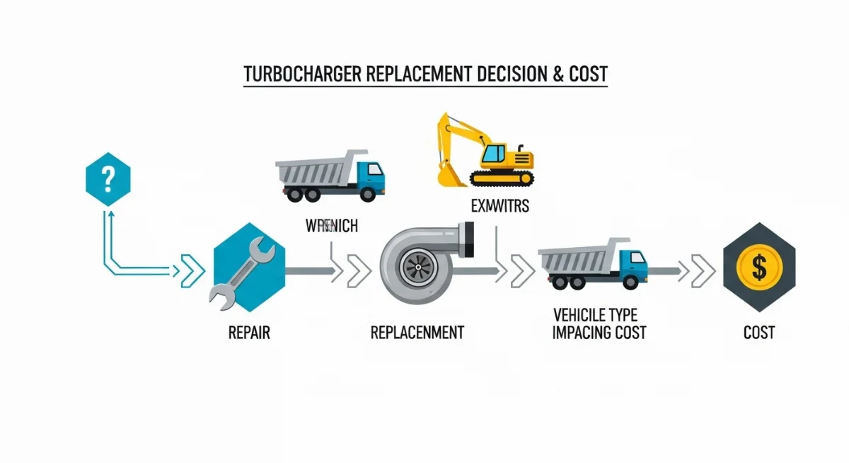Hình ảnh các bộ phận của turbo tăng áp được tháo rời để kiểm tra và thay thế